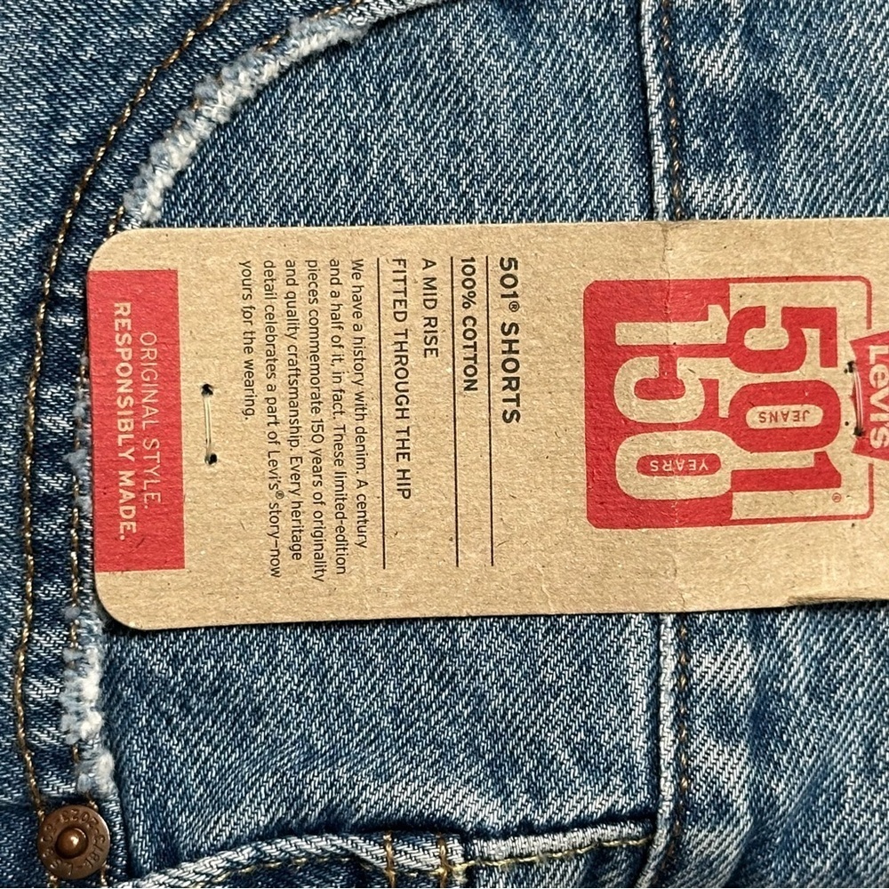 Levi's 501 100% Cotton Mid Rise Two Tone Shorts NWT New With Tags Size 30 - Picture 5 of 5